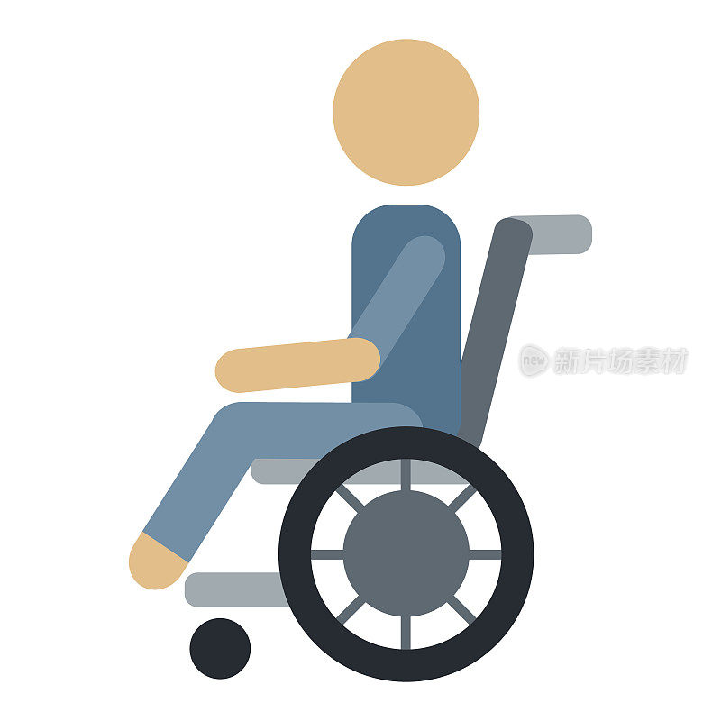 创伤事故轮椅安全矢量人剪影卡通平面风格男人健康