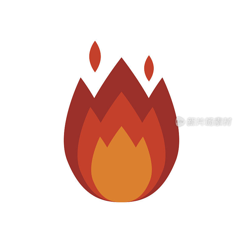 火火焰热燃烧矢量图标温暖危险和烹饪黄色的篝火灯熊熊的篝火