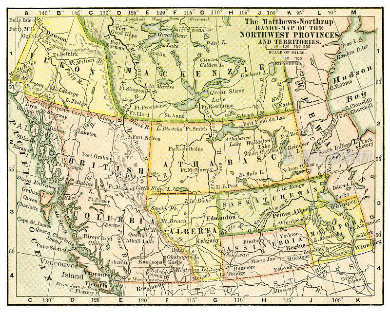 加拿大西北省份地图1898年