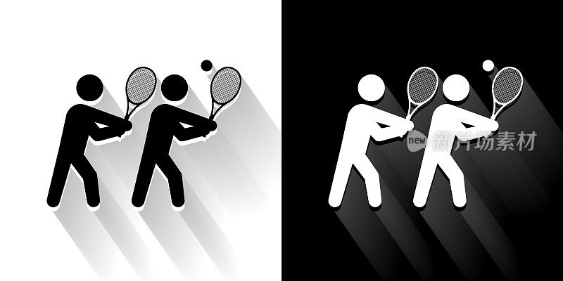 网球黑白图标与长影子