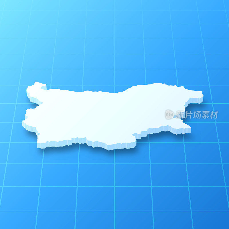 保加利亚3D地图上的蓝色背景