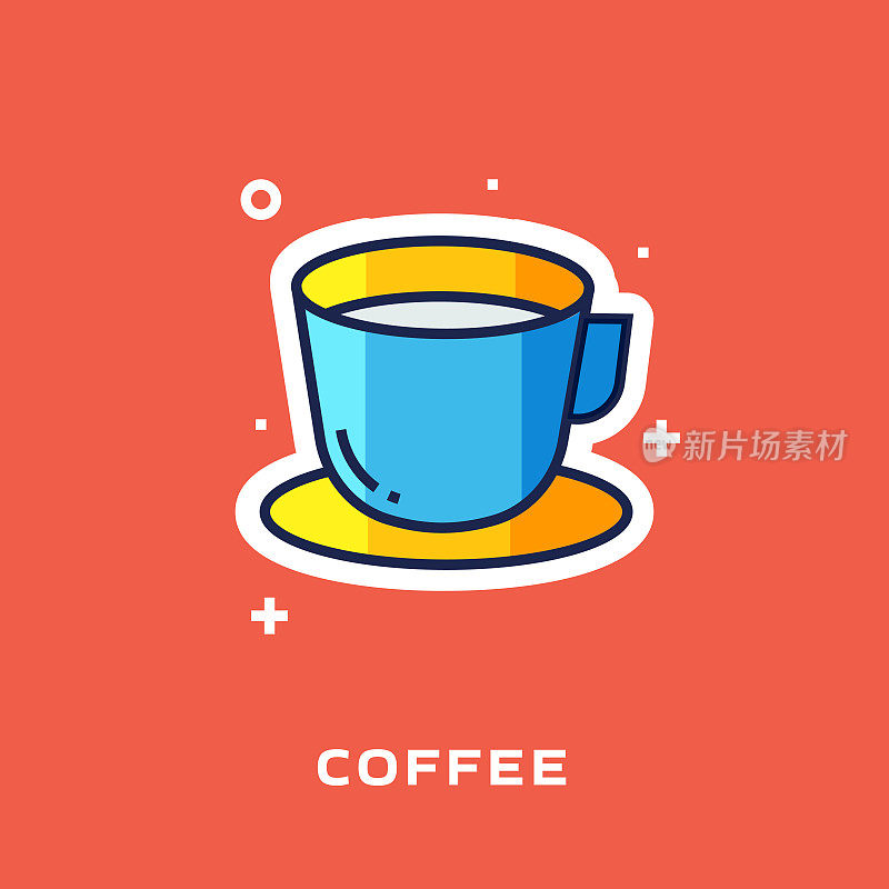 咖啡平面线图标，轮廓矢量符号插图。