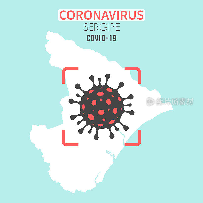 带有冠状病毒(COVID-19)细胞(红色取景器)的塞尔维亚地图