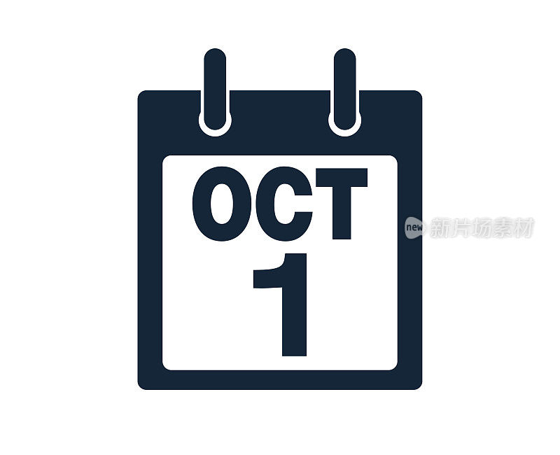 10月1日日历图标股票矢量插图