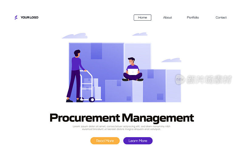采购管理概念矢量插图登陆页模板，网站横幅，广告和营销材料，在线广告，业务演示等。