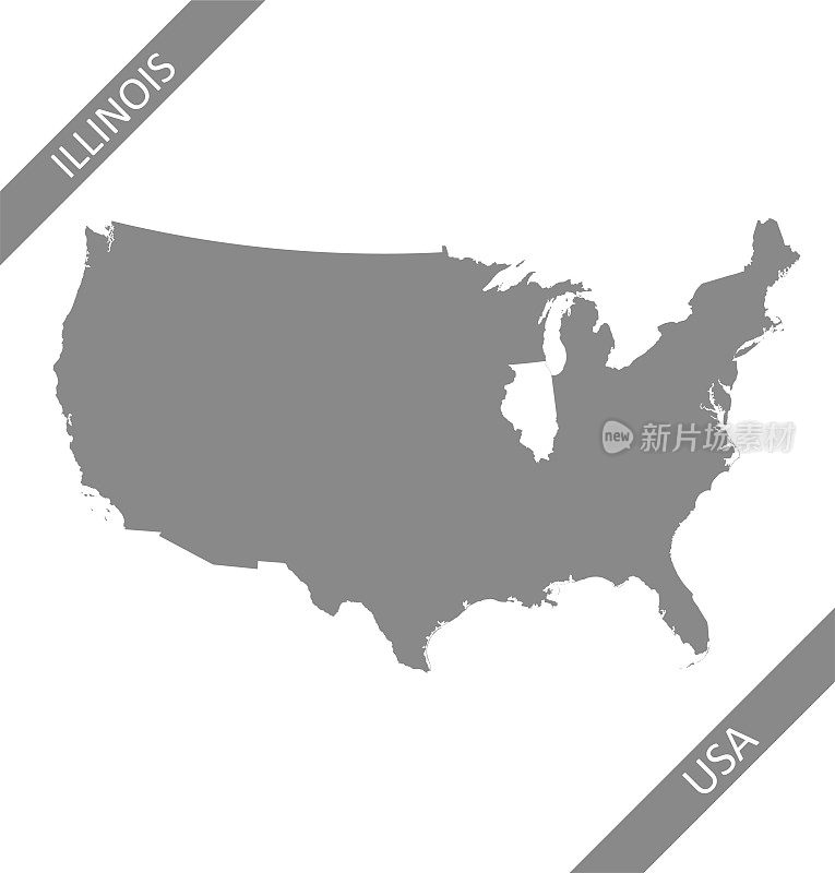 伊利诺斯州在美国地图上