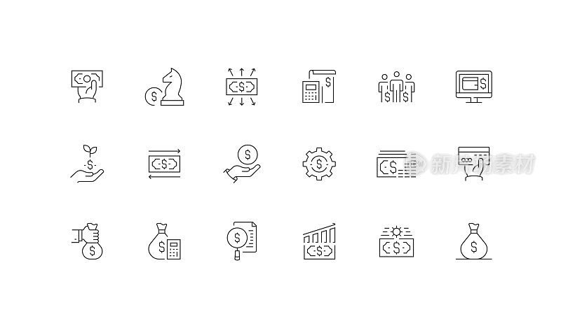 金融,支付,投资策略,费用,会计,众筹图标