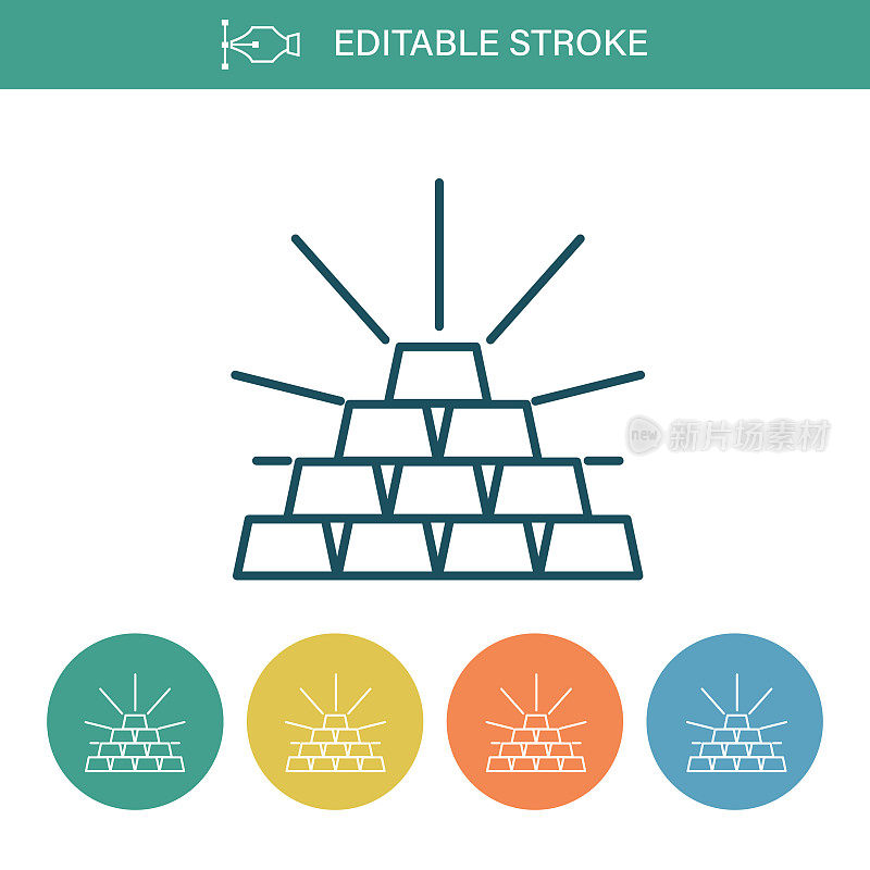 堆栈的金条可编辑的笔触细线图标