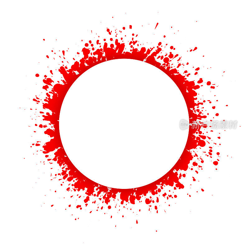 红色飞溅背景上的白色圆圈