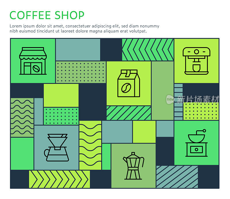 包豪斯风格的咖啡店信息图表模板