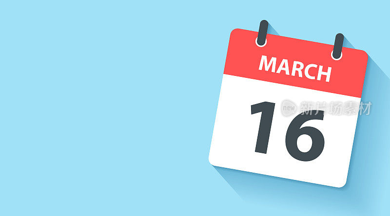 3月16日-每日日历图标在平面设计风格