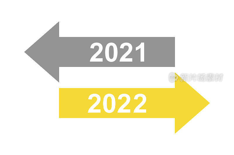 2022年旧年或新年在白色背景上