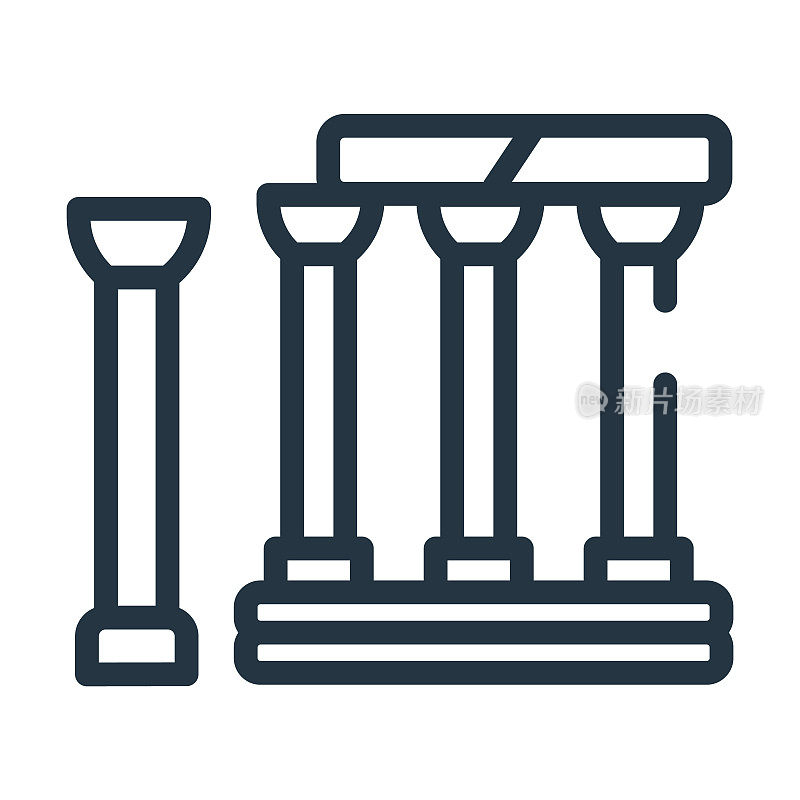 阿波罗神庙的细线图标。阿波罗的线性图标来源于纪念碑概念孤立的轮廓符号。矢量插图符号元素的网页设计和应用程序。