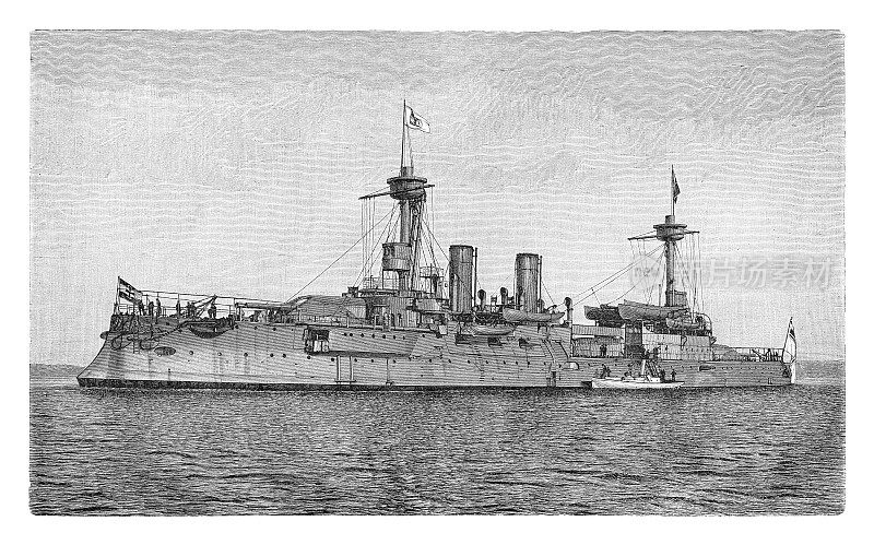 勃兰登堡巡洋舰(德国)-复古雕刻插图
