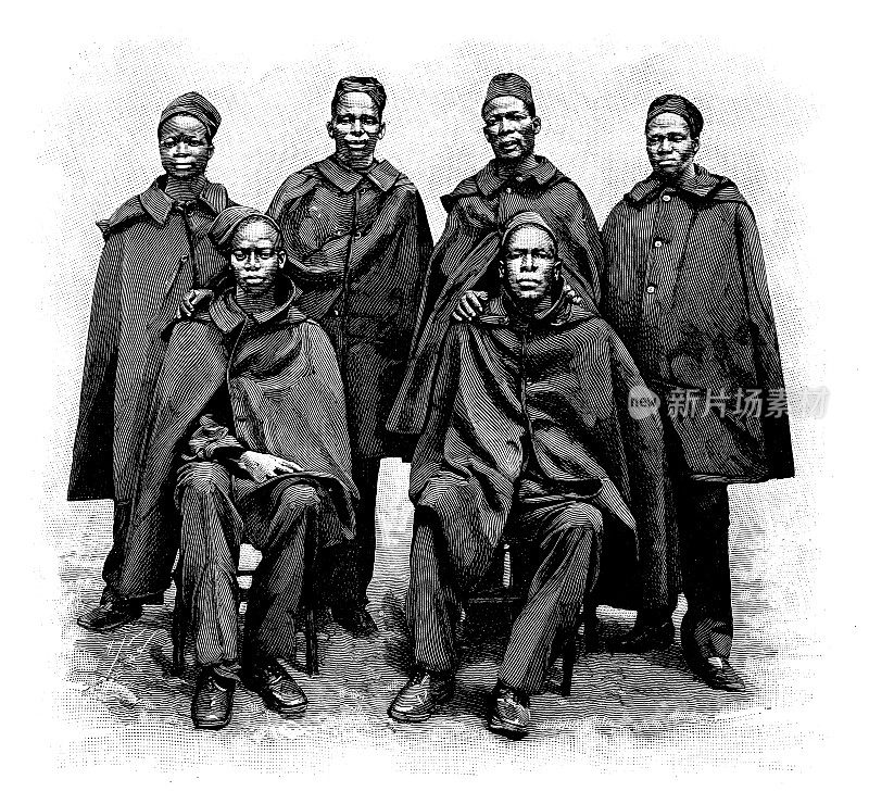 古董插图:塞内加尔士兵