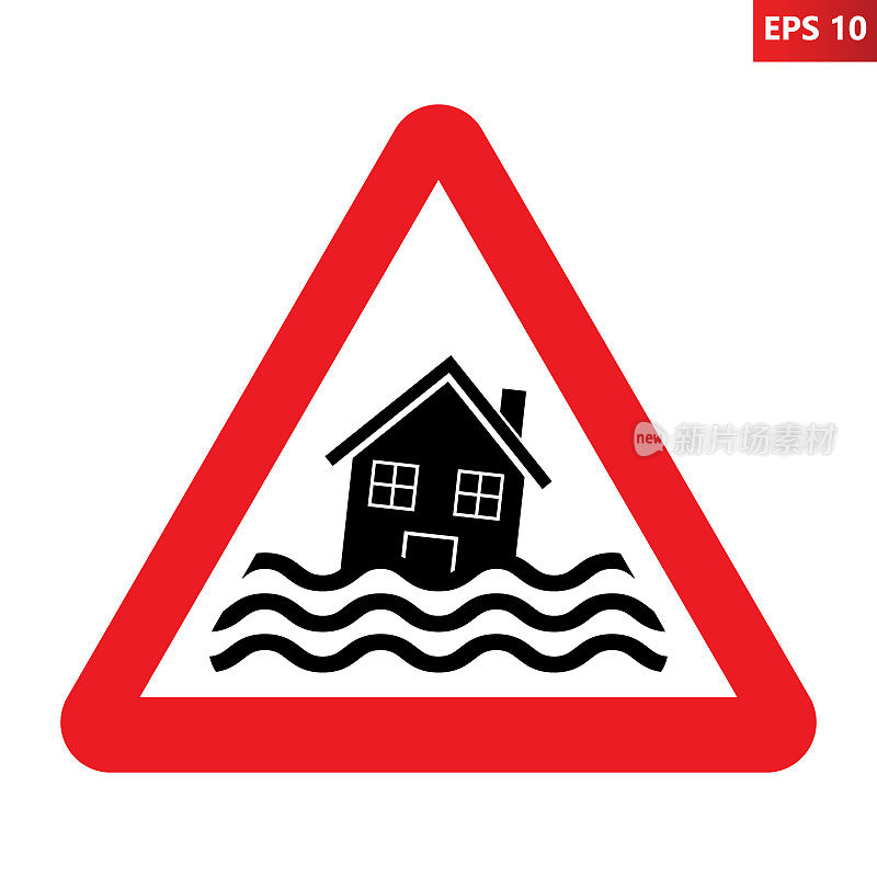 洪水预警信号。自然灾害，海啸，风暴。