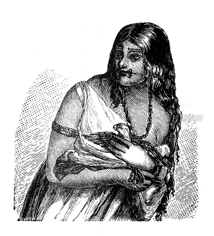 古代插画,民族志和土著文化:南美洲,瓦劳妇女