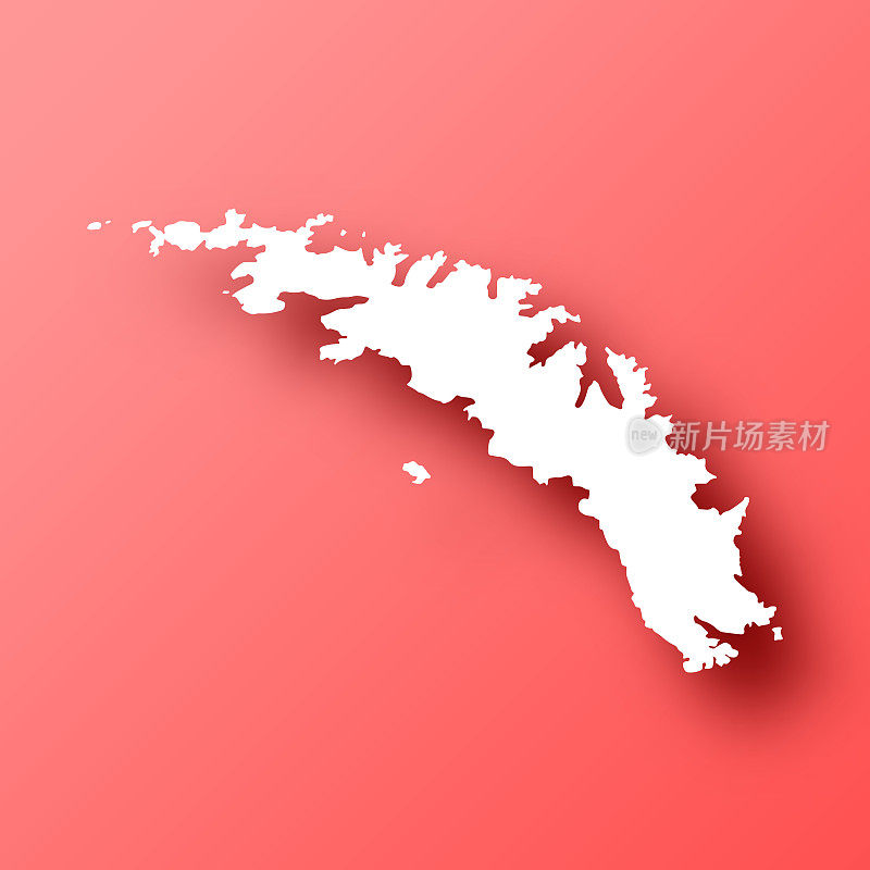 南乔治亚岛和南桑威奇群岛地图红色背景和阴影