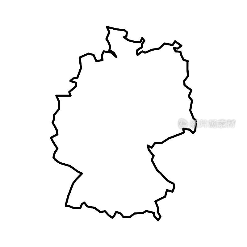 德国地图。德国线形风格。线性图标