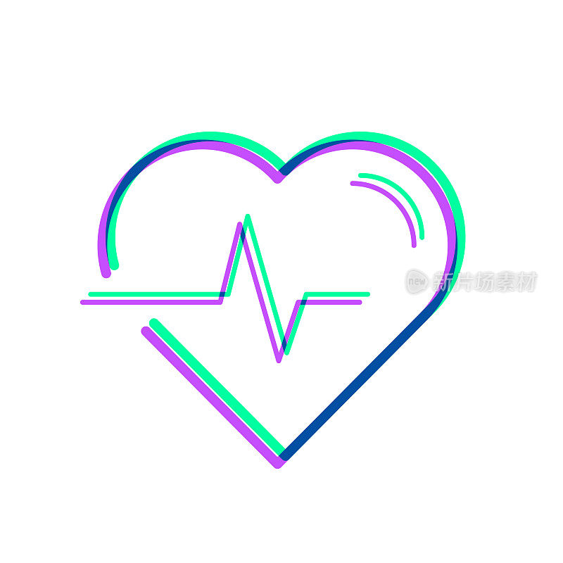 心跳――心脏的脉搏。图标与两种颜色叠加在白色背景上