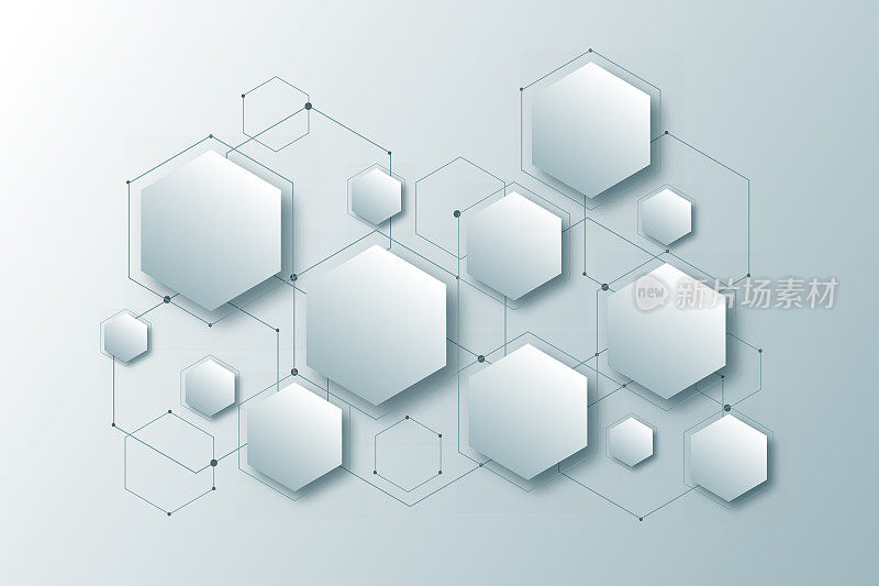 抽象六边形壁纸,白色背景