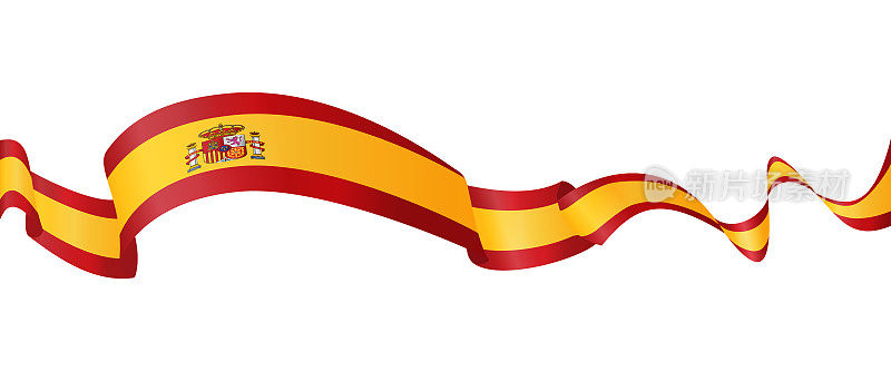 西班牙的旗帜-矢量挥舞丝带横幅。隔离在白色背景上