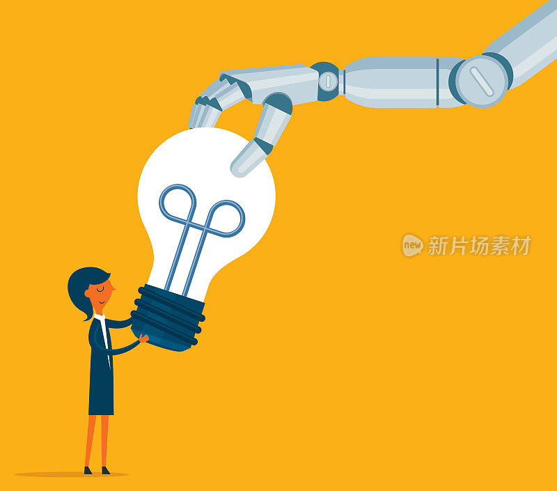 女商人-人工智能机器人-灯泡