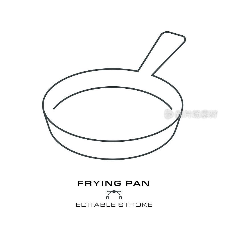 煎锅-单一烹饪图标-可编辑的笔画。