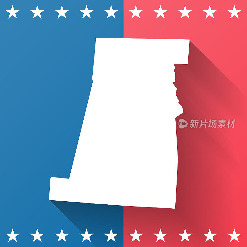 俄亥俄州麦迪逊县。地图在蓝色和红色的背景