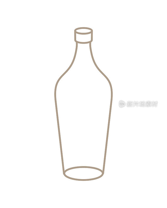 空玻璃瓶隔离。白色背景上的透明烧瓶