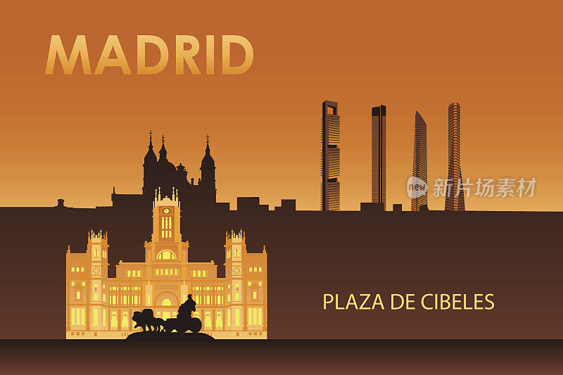 西布莉宫殿在夜晚的马德里