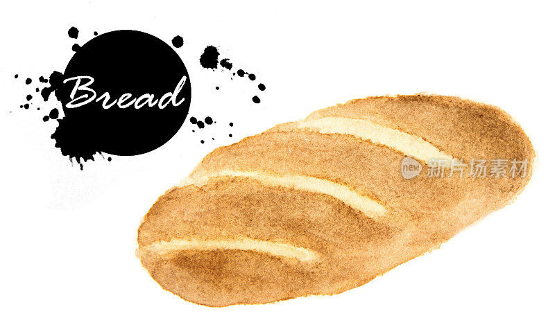 白色背景上的面包。