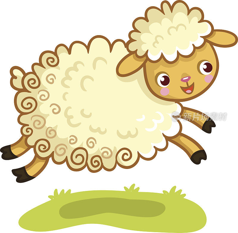 小羊在草地上玩耍。