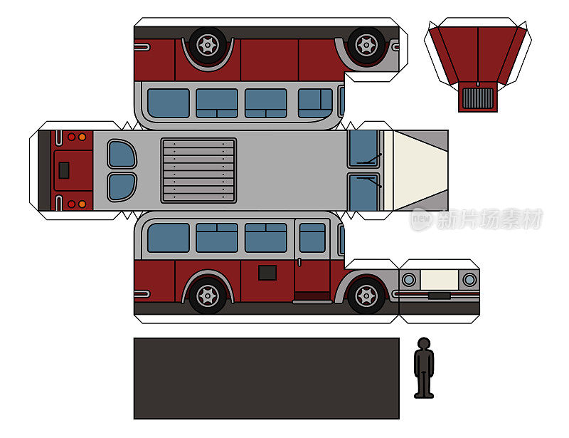 旧巴士的纸模型