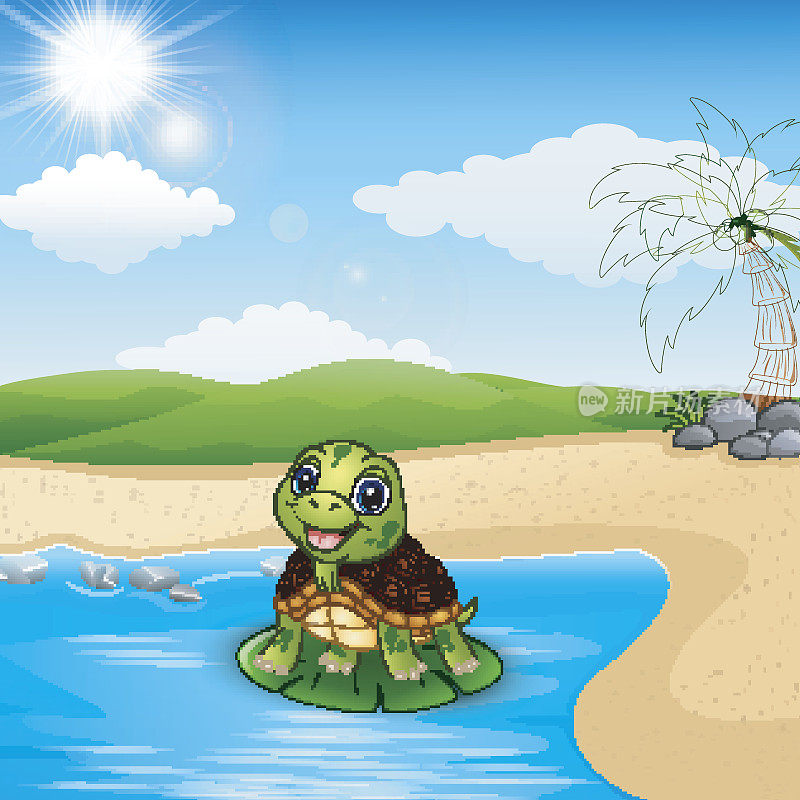 海滩上的卡通海龟