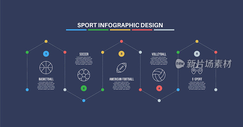 信息图表设计模板与体育关键字和图标