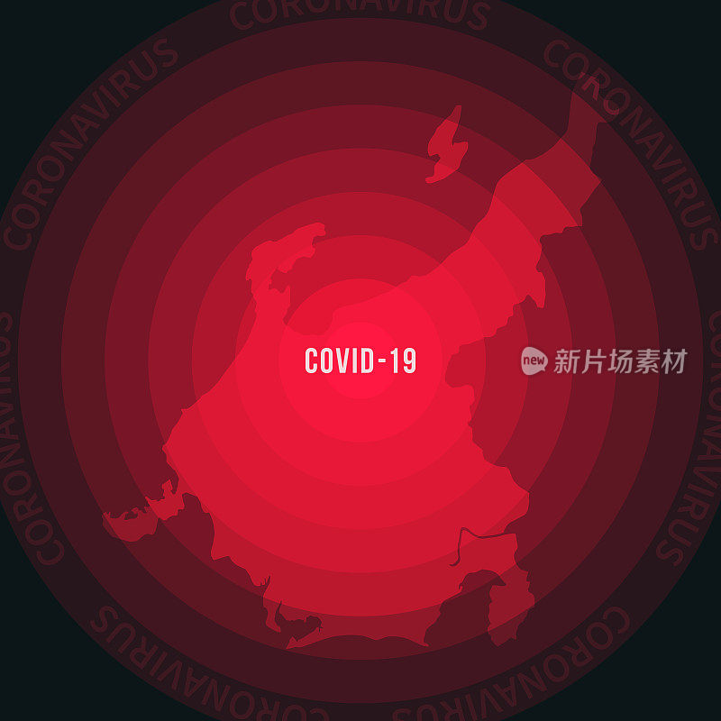 中部地图与COVID-19的传播。冠状病毒爆发