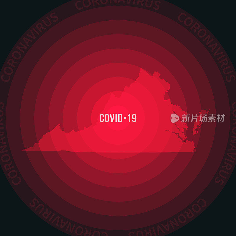 弗吉尼亚州COVID-19传播地图。冠状病毒爆发