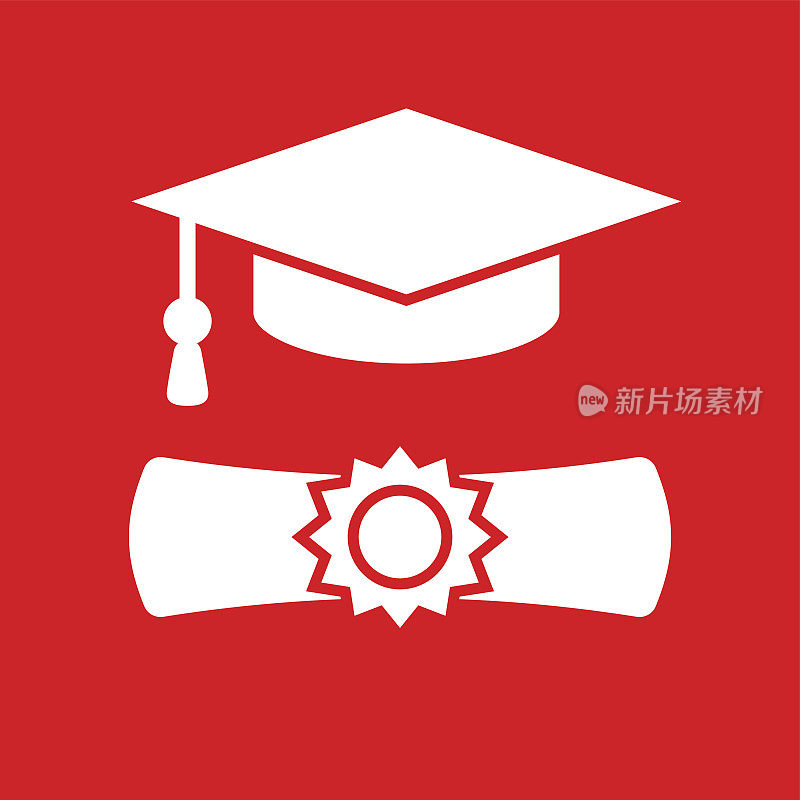 毕业帽和文凭图标