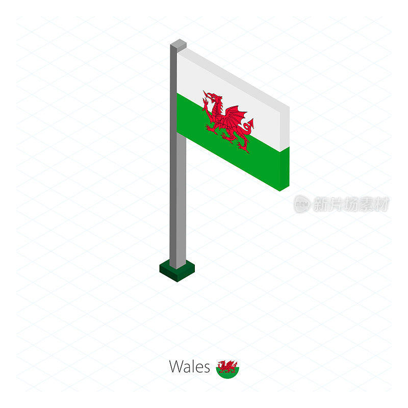 威尔斯旗在旗杆上的等距尺寸。