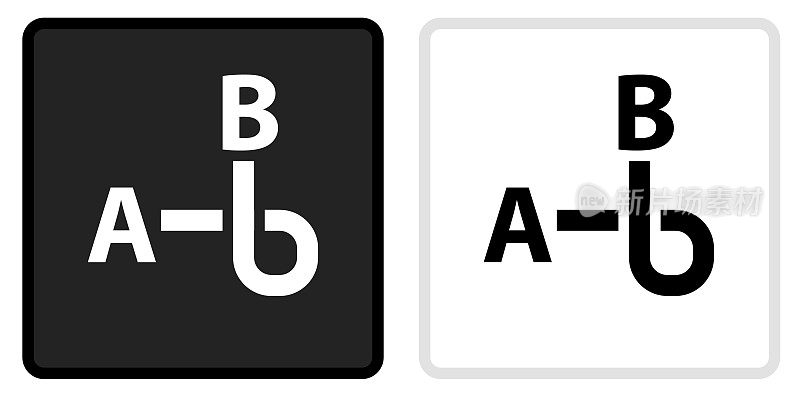 白色方块从A到B方向图标上的黑色按钮与白色滚动