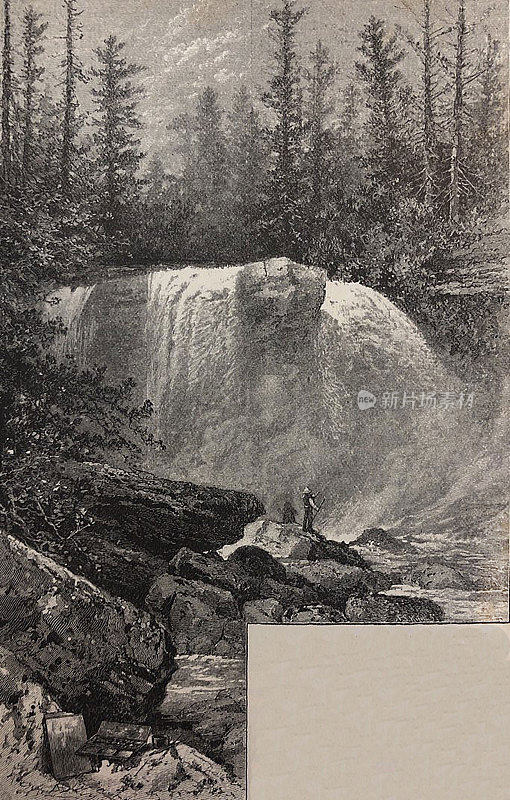 古董插图-黑水瀑布在阿勒格尼山脉塔克县-西弗吉尼亚州-美国