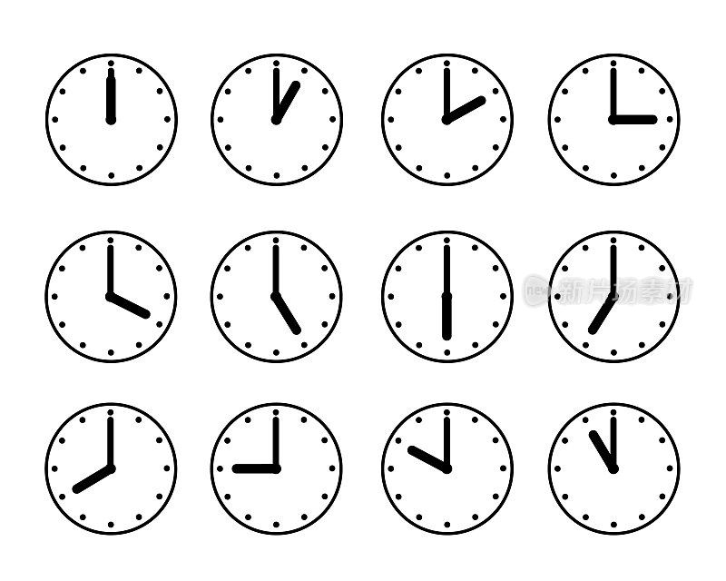 时钟图标插图设置材料