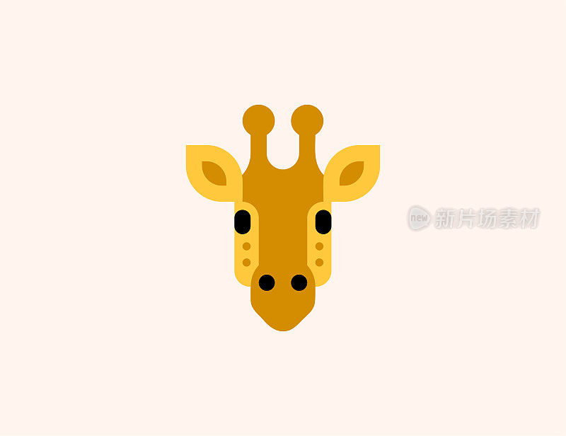 长颈鹿矢量图标。孤立的长颈鹿脸的表情符号
