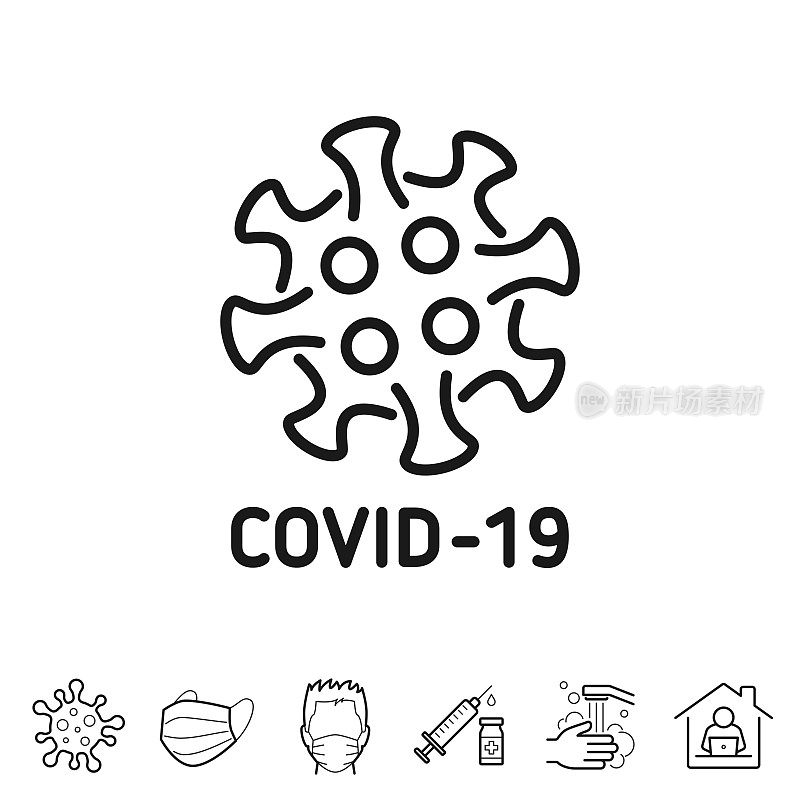 COVID-19细胞。线条图标-可编辑的笔触