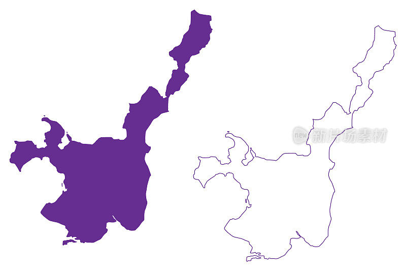 石垣岛(日本，东亚，日本列岛，八重山群岛)地图矢量插图，潦草草图石垣地图