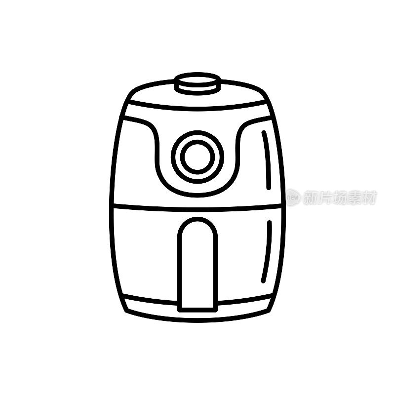 空气炸锅图标。烹饪油炸器具图标轮廓向量。