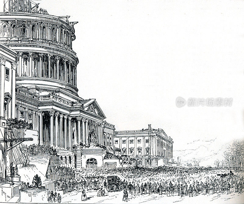 19世纪，1861年亚伯拉罕·林肯在国会山的就职典礼