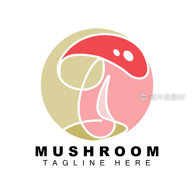 蘑菇符号设计，烹饪食材插图，矢量品牌的各种食品