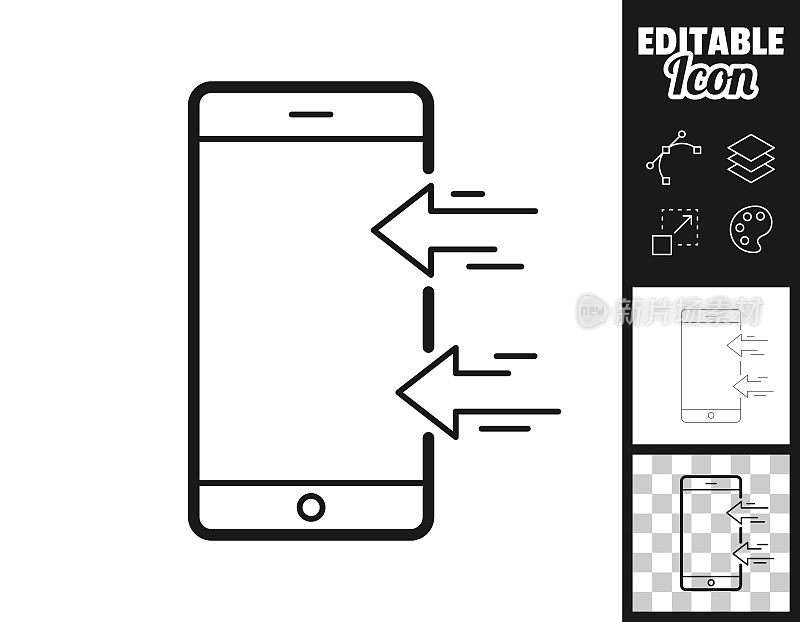 发送到智能手机。图标设计。轻松地编辑